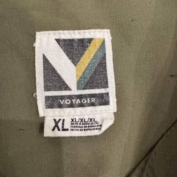 Voyager Mens XL Button Up Shirt Olive Green Camping Hiking Outdoor - Picture 5 of 9